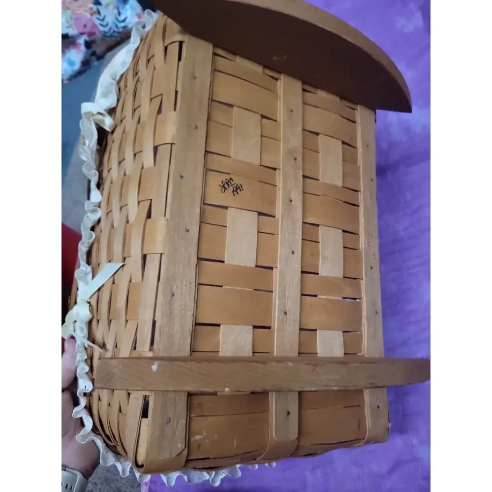 VINTAGE Longaberger Basket Doll Rocking Cradle 1991 with Handles 13